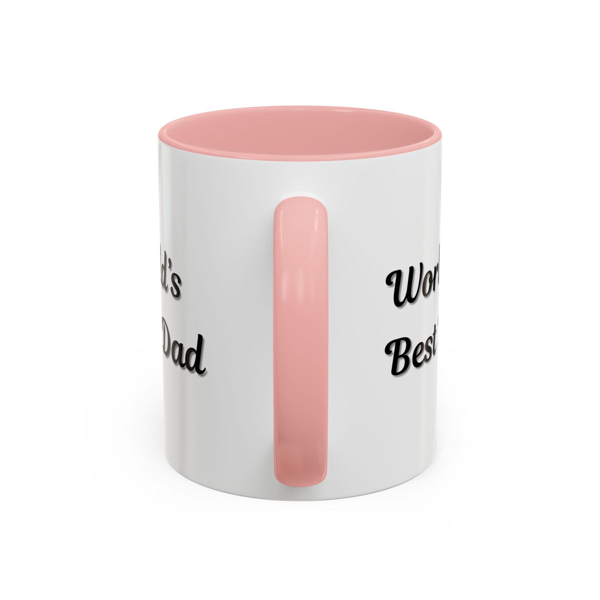 Black trim coffee mug with "World's Best Dad" text in white, 11oz or 15oz size, Printify accent mug on a plain background.