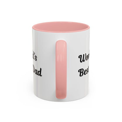Black trim coffee mug with "World's Best Dad" text in white, 11oz or 15oz size, Printify accent mug on a plain background.