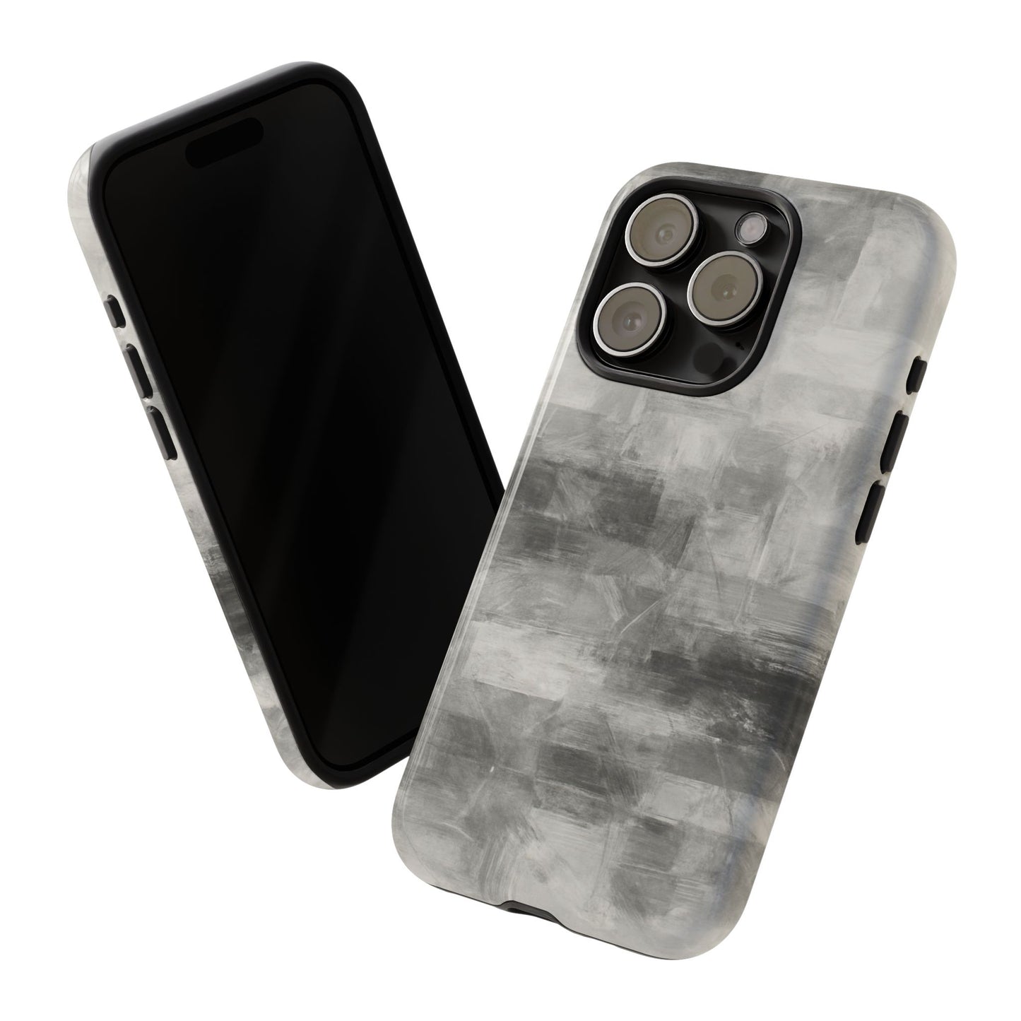 Abstract gray grid phone case for iPhone, tough protective cover by Printify with modern geometric design.