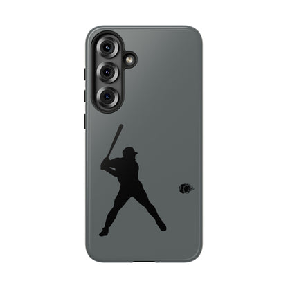 Black baseball silhouette tough phone case for iPhone, protective and sporty design by Printify.