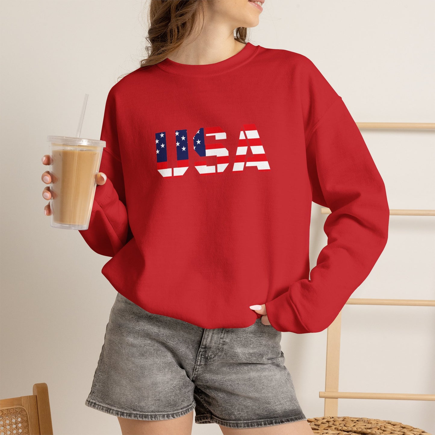 USA Flag Unisex Crewneck Sweatshirt, Cozy Apparel, Casual Wear, Independence Day Gift, Americana Style