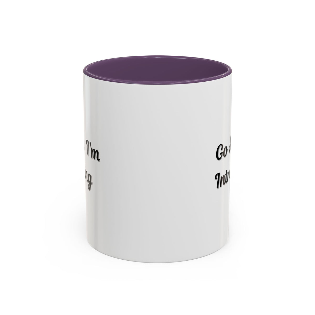Ceramic coffee mug with "Go Away, I'm Introverting" text, 11 oz size, ideal for introverts and coffee lovers.