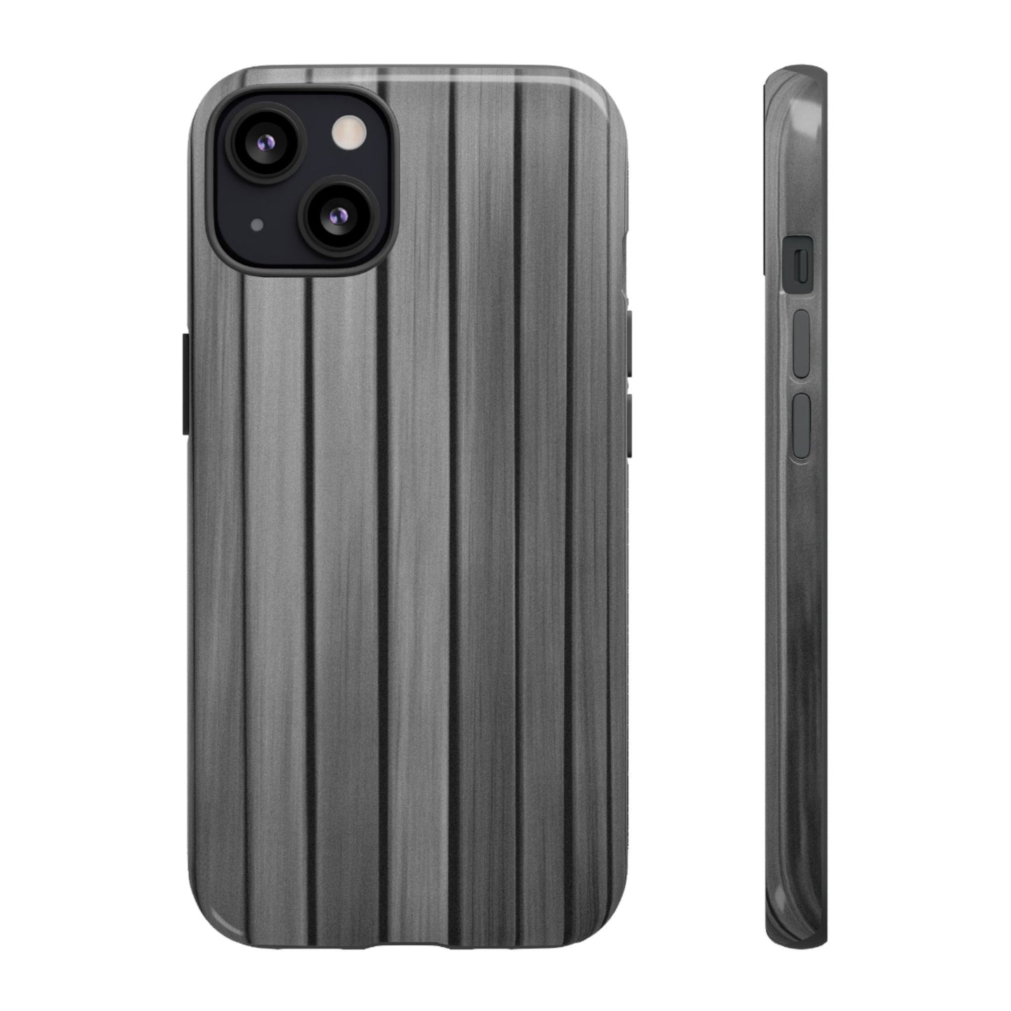 Ribbed metal texture phone case for iPhone by Printify, featuring a tough protective design and sleek metallic finish.