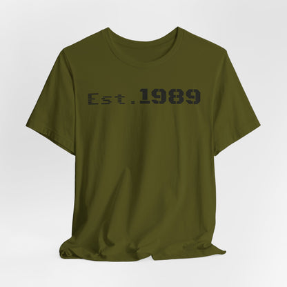 Unisex Est. 1989 Tee, Casual T-Shirt for Birthdays, Vintage Style Shirt, Personalized Gift, Year Established Apparel