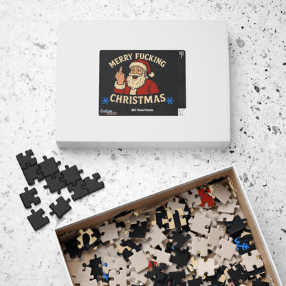 Merry Fucking Christmas Puzzle | Santa Middle Finger Holiday Jigsaw