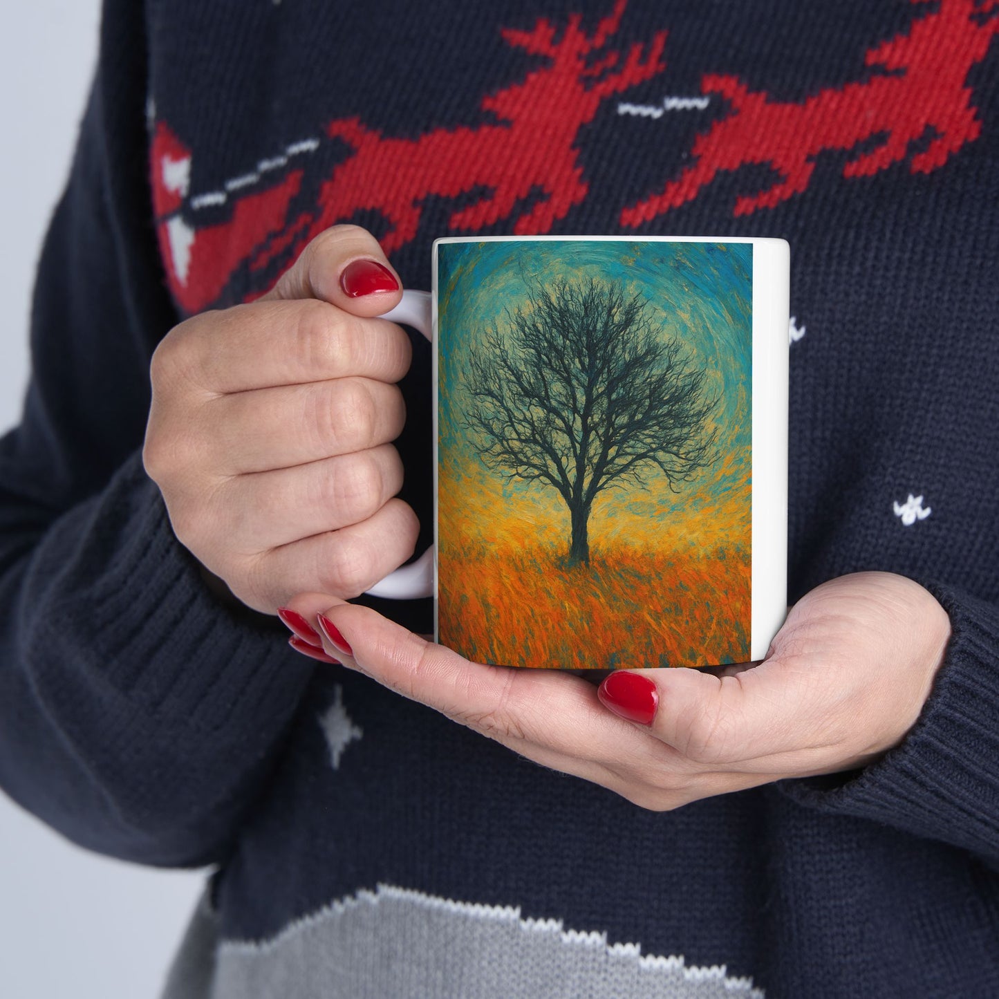Vibrant Ceramic Mug - Sunset Mountain Design, Coffee Cup, Gift for Nature Lovers, Home Decor, Tea Mug, Unique Art Mug - TRV