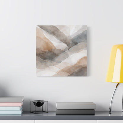 Neutral Abstract Watercolor Waves Canvas
