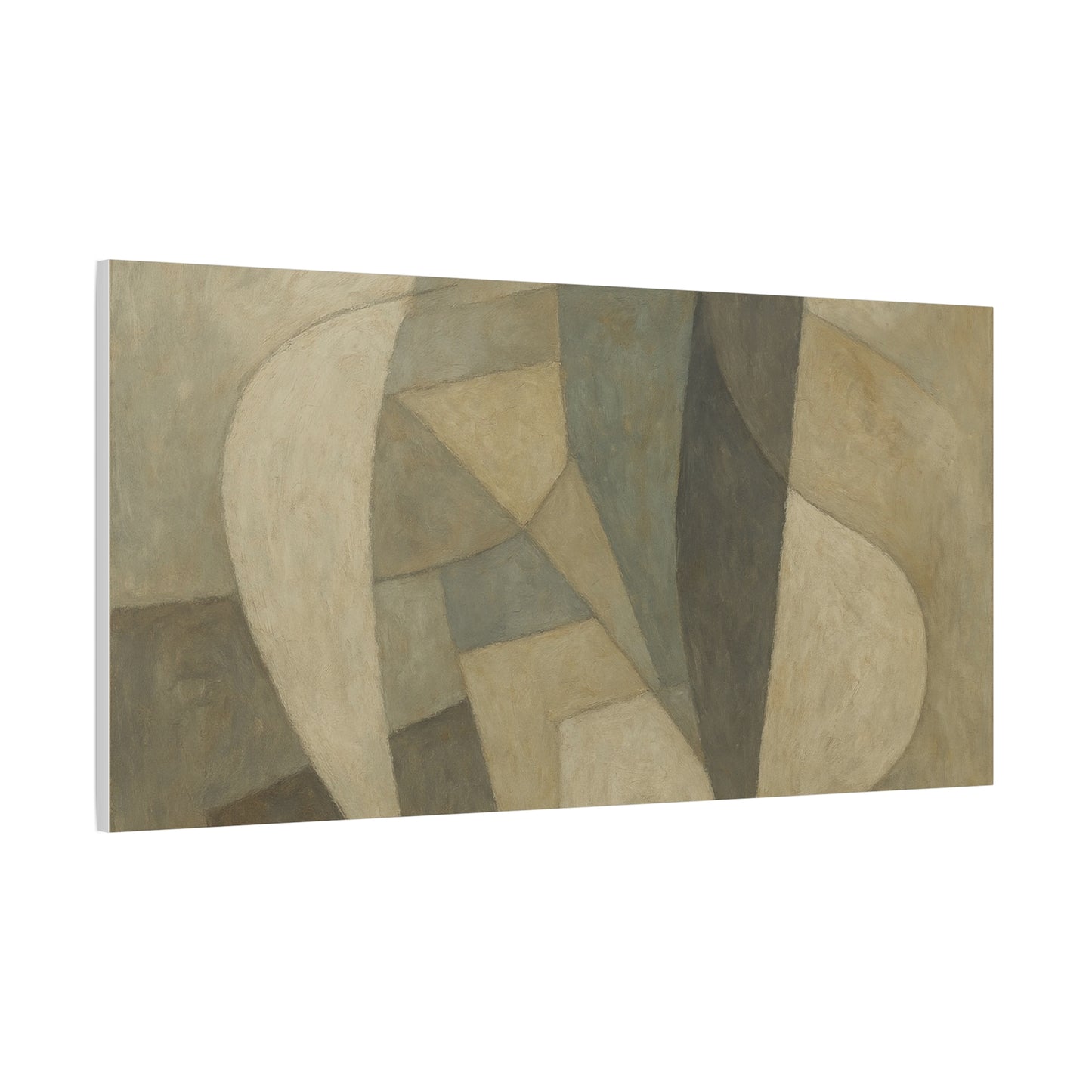Abstract neutral geometric shapes on matte canvas, showcasing modern artistic design by Printify.