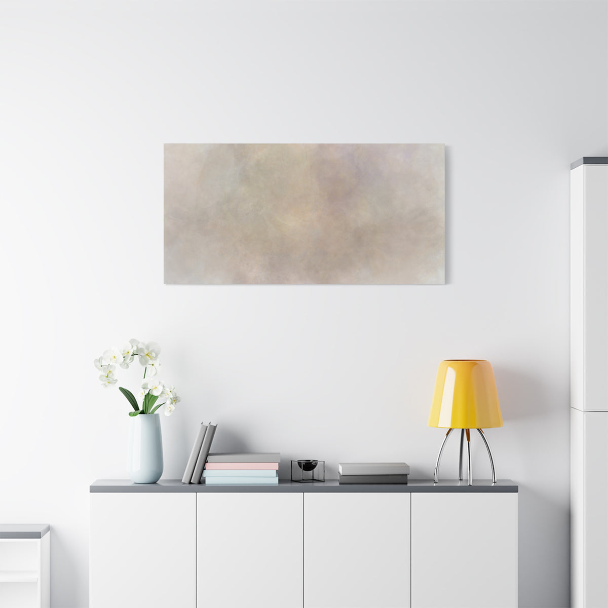 Soft neutral abstract fog canvas print by Printify featuring a calming, modern design on high-quality canvas material.