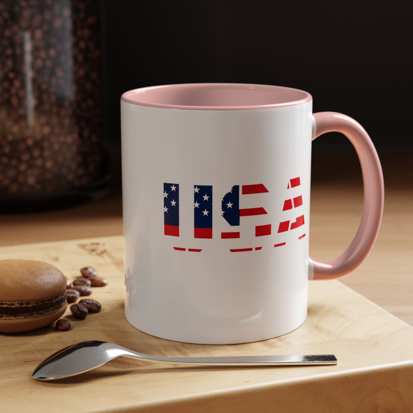 USA Flag Accent Coffee Mug — Patriotic 11/15oz Ceramic Coffee Cup