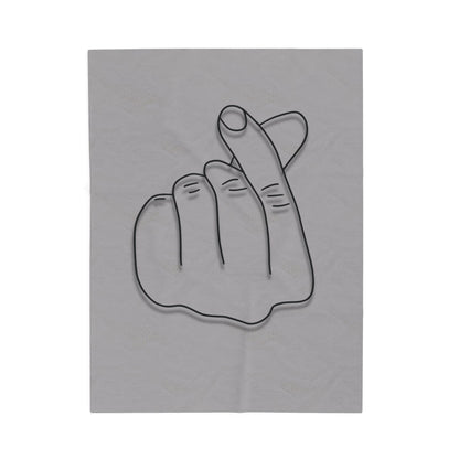 Velveteen plush blanket by Printify featuring an all-over heart gesture print, ideal for cozy home decor and gifts.