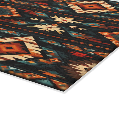 Southwest Aztec Glass Cutting Board – Rustic Tribal Pattern Kitchen Board