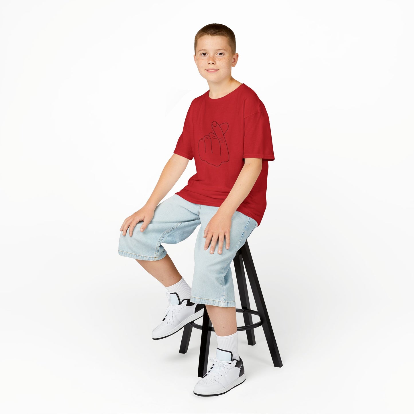 Cute Kids Heavy Cotton Tee - K-Pop Inspired Love Gesture