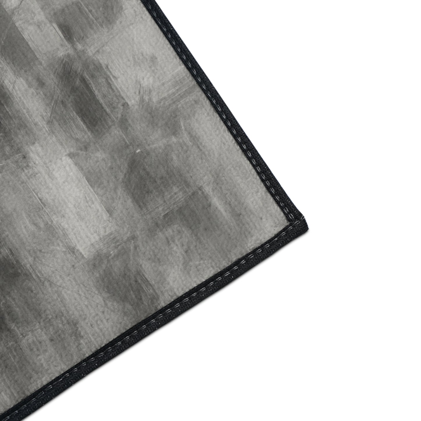 Modern abstract print floor mat by Printify, heavy-duty rug for kitchen or entryway, with vibrant geometric design and durable surface.