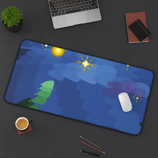 Starry Night Impasto Vortex desk mat featuring Van Gogh style brushstroke design, with swirling night sky and vibrant colors.