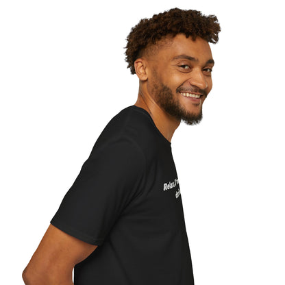 Funny truck driver T-shirt with pink heart design, casual fit, printed by Printify, perfect for truckers and trucking enthusiasts