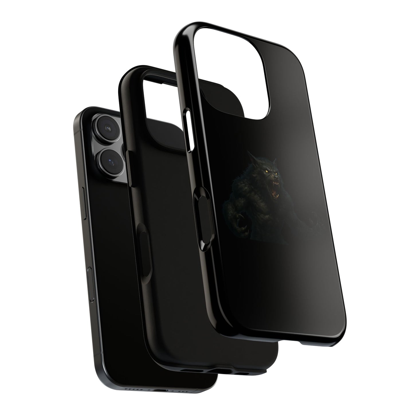 Dark monster graphic werewolf phone case by Printify, tough protective cover with detailed werewolf design for smartphones.