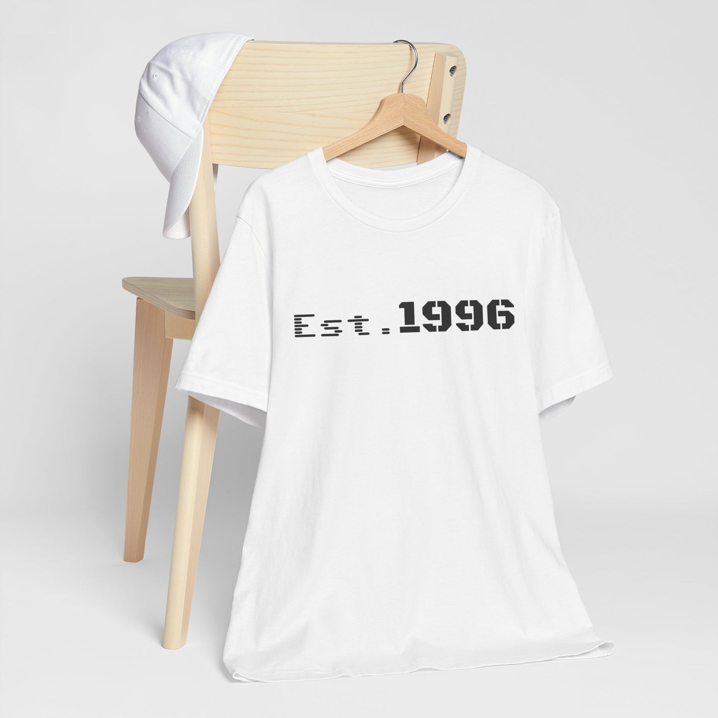 Vintage Est. 1996 T-shirt by Printify, featuring a retro design perfect for celebrating a birth year birthday.