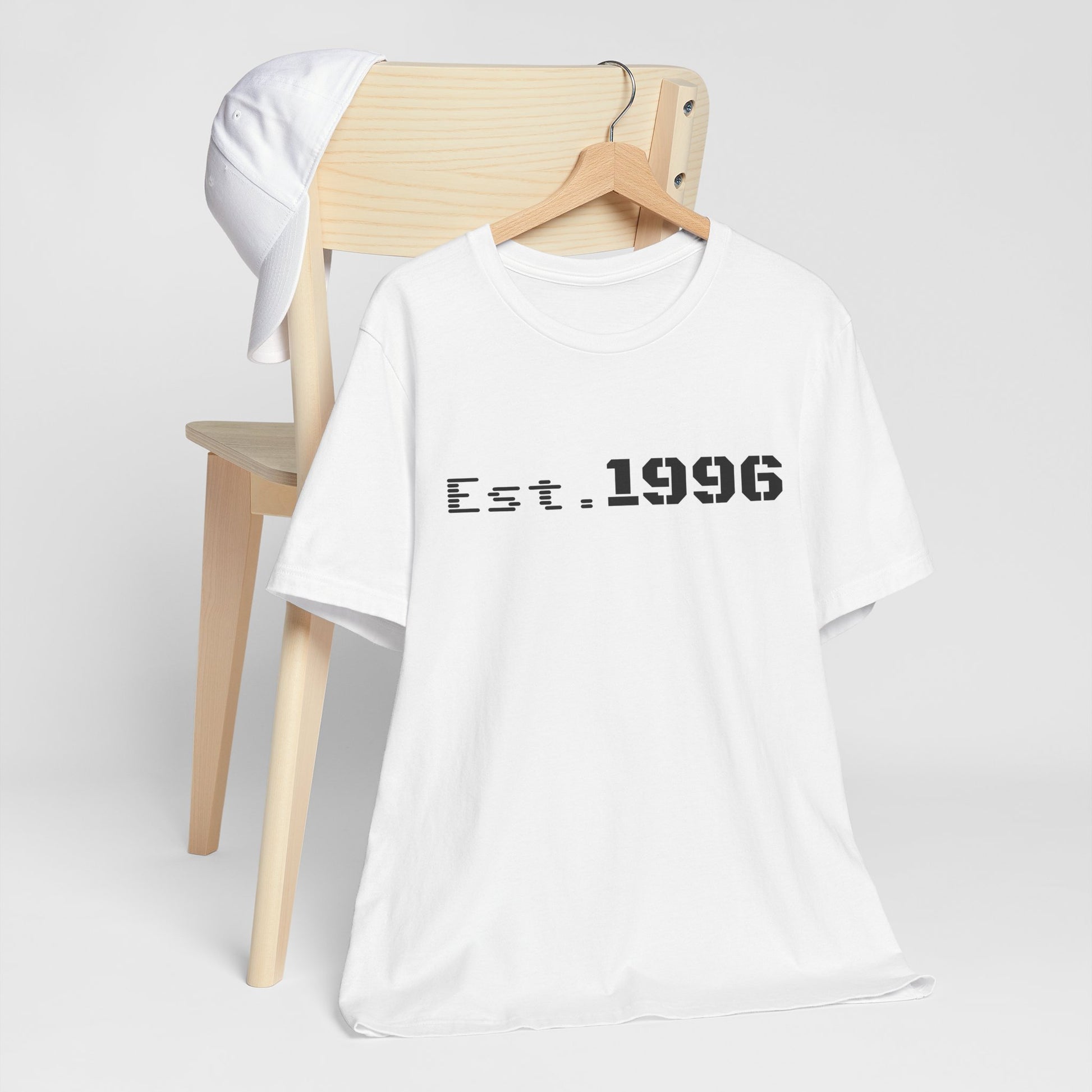 Vintage Est. 1996 T-shirt by Printify, featuring a retro design perfect for celebrating a birth year birthday.