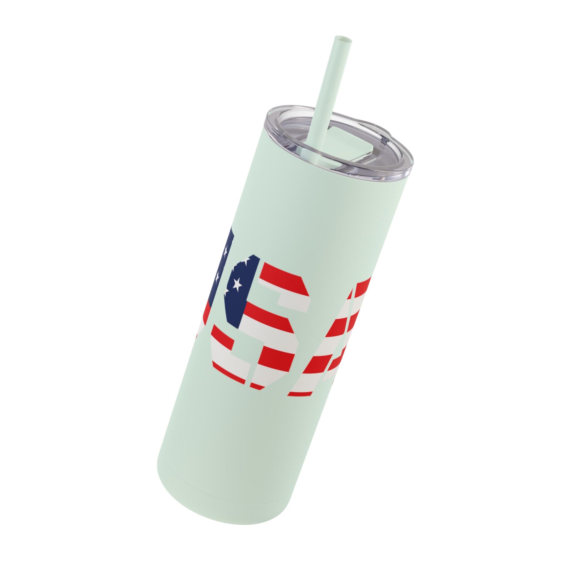 USA Flag Tumbler - 20oz Skinny Matte Drinkware, Travel Mug, Patriotic Gift, Fourth of July, Summer BBQ, Camping, Outdoor - TRV
