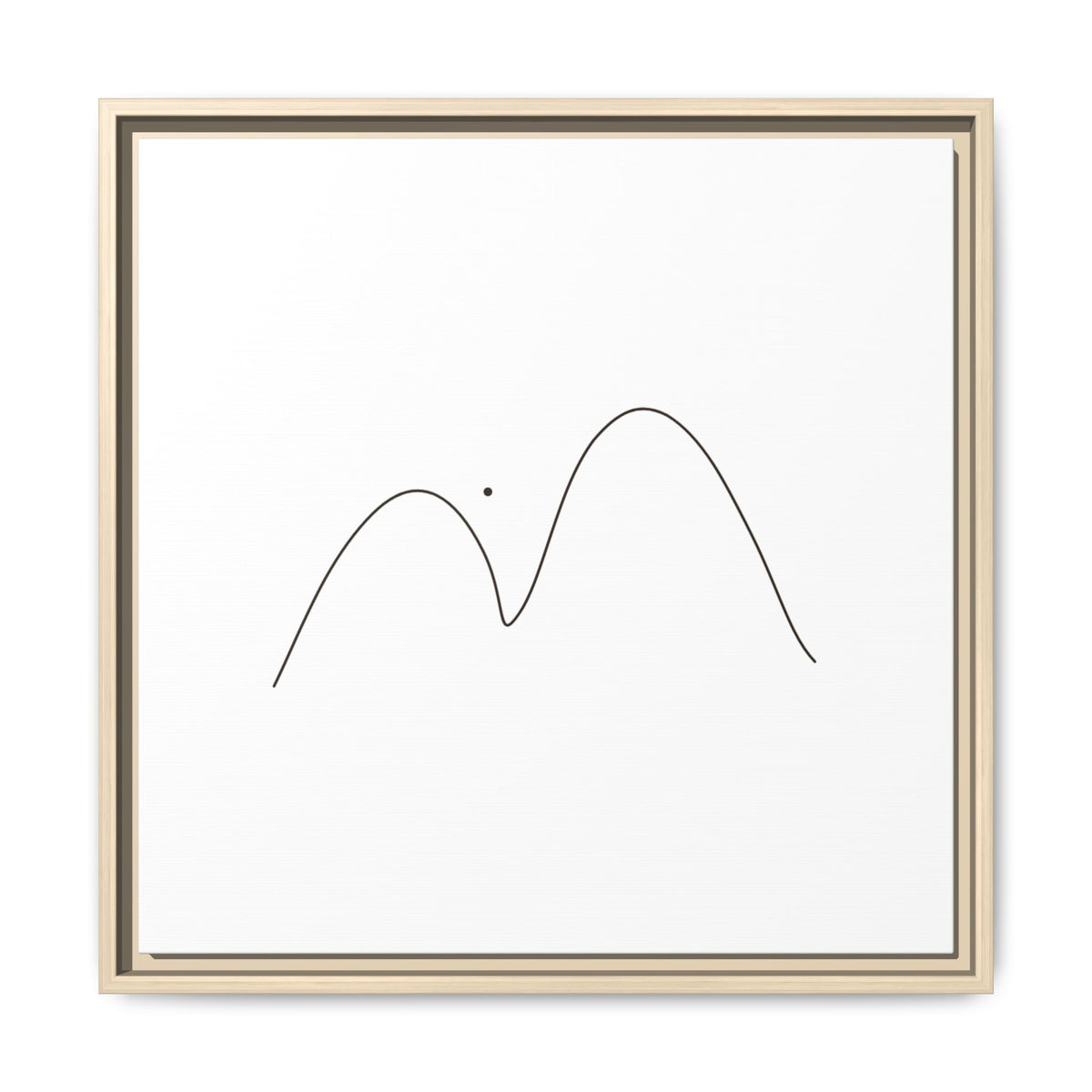 Minimalist mountain line art on framed matte canvas, modern wall decor featuring simple mountain design