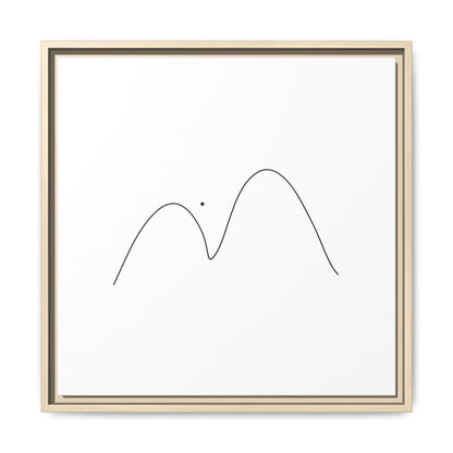 Minimalist mountain line art on framed matte canvas, modern wall decor featuring simple mountain design