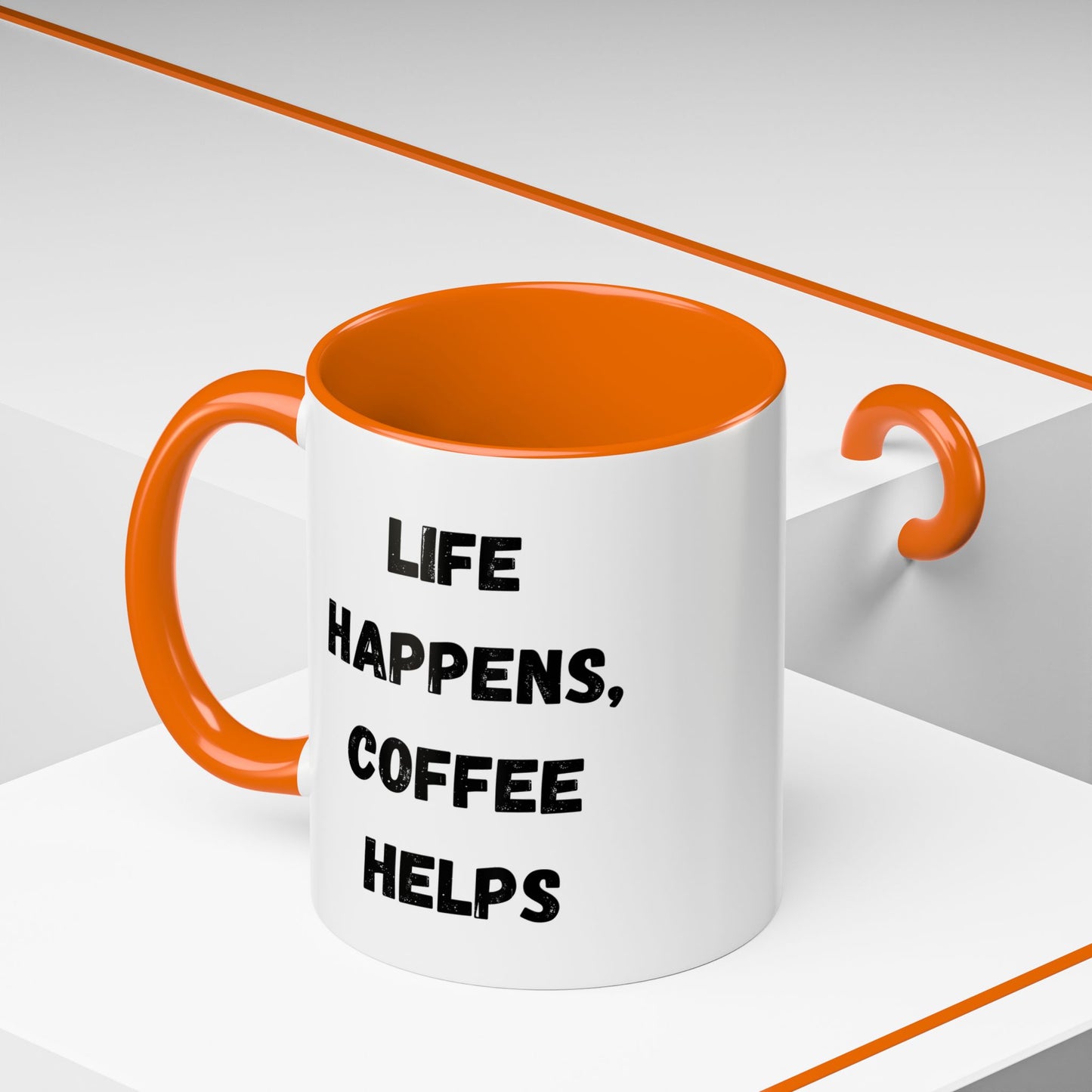 Life Happens Coffee Mug - Inspirational Coffee Cup, Gift for Coffee Lovers, Motivational Mug, Black Accent Mug, Coffee Humor
