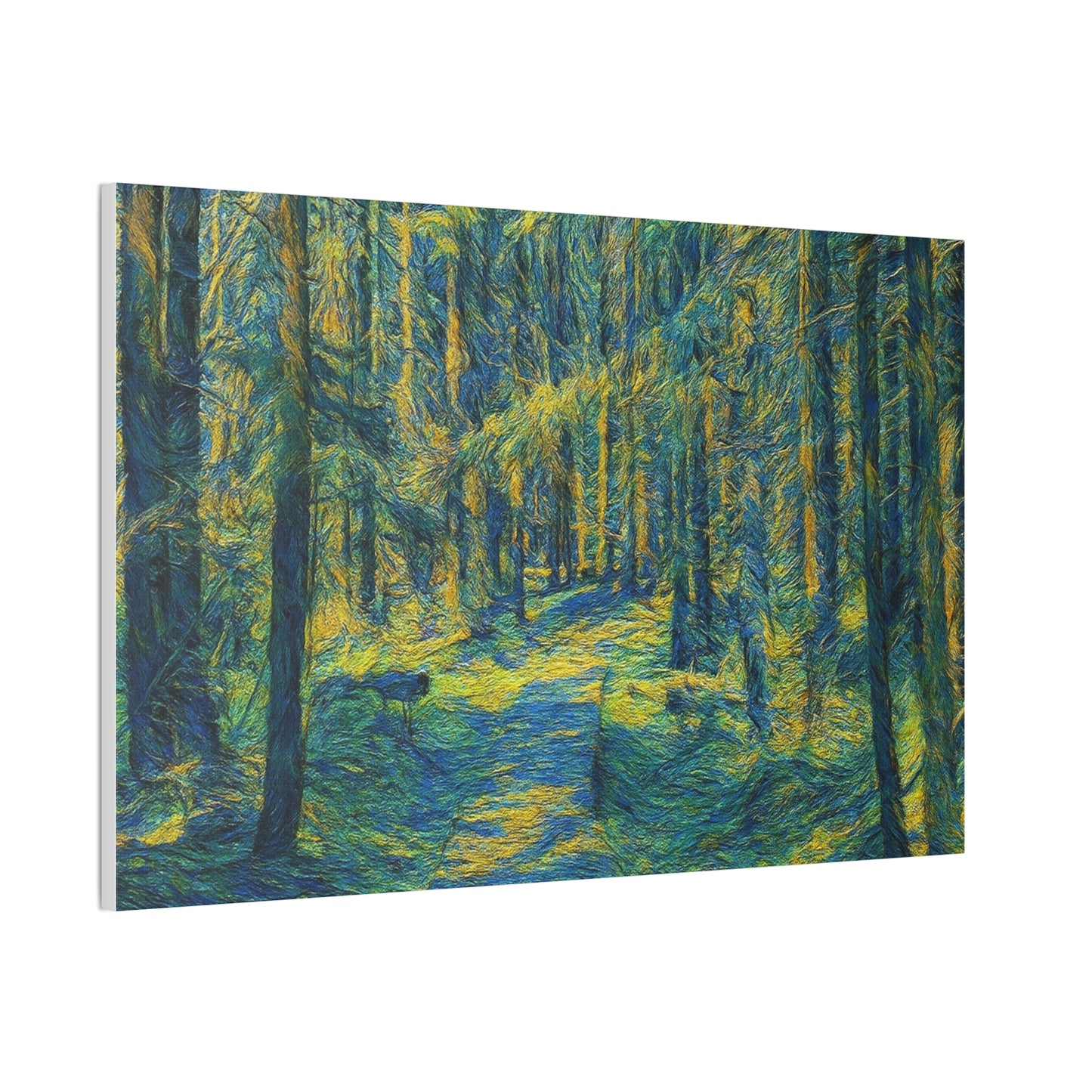 Sunlit Forest Path Canvas — Impressionist Woodland Wall Art