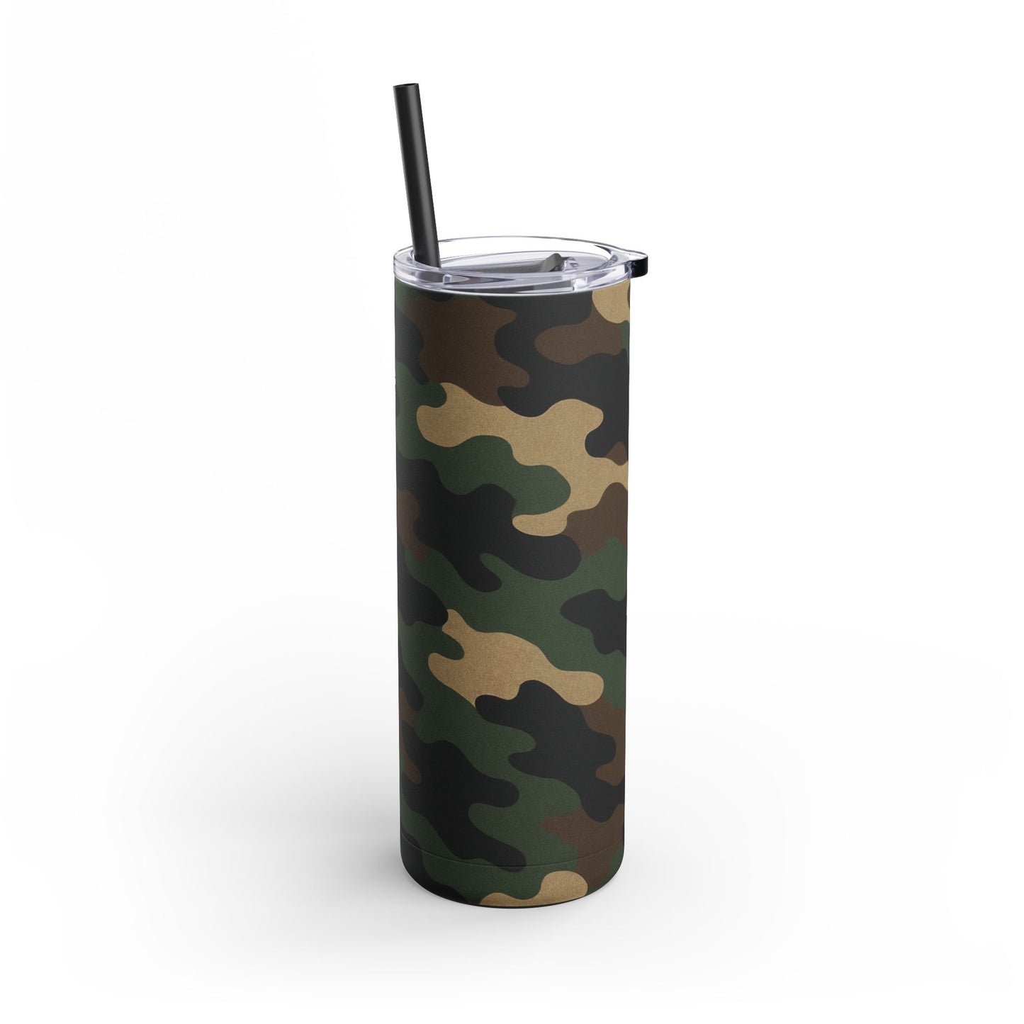 Camouflage Skinny Tumbler | 20oz Camo Travel Cup, Reusable Drinkware, Outdoor Adventure Gift, Eco-Friendly Holiday Mug - TRV