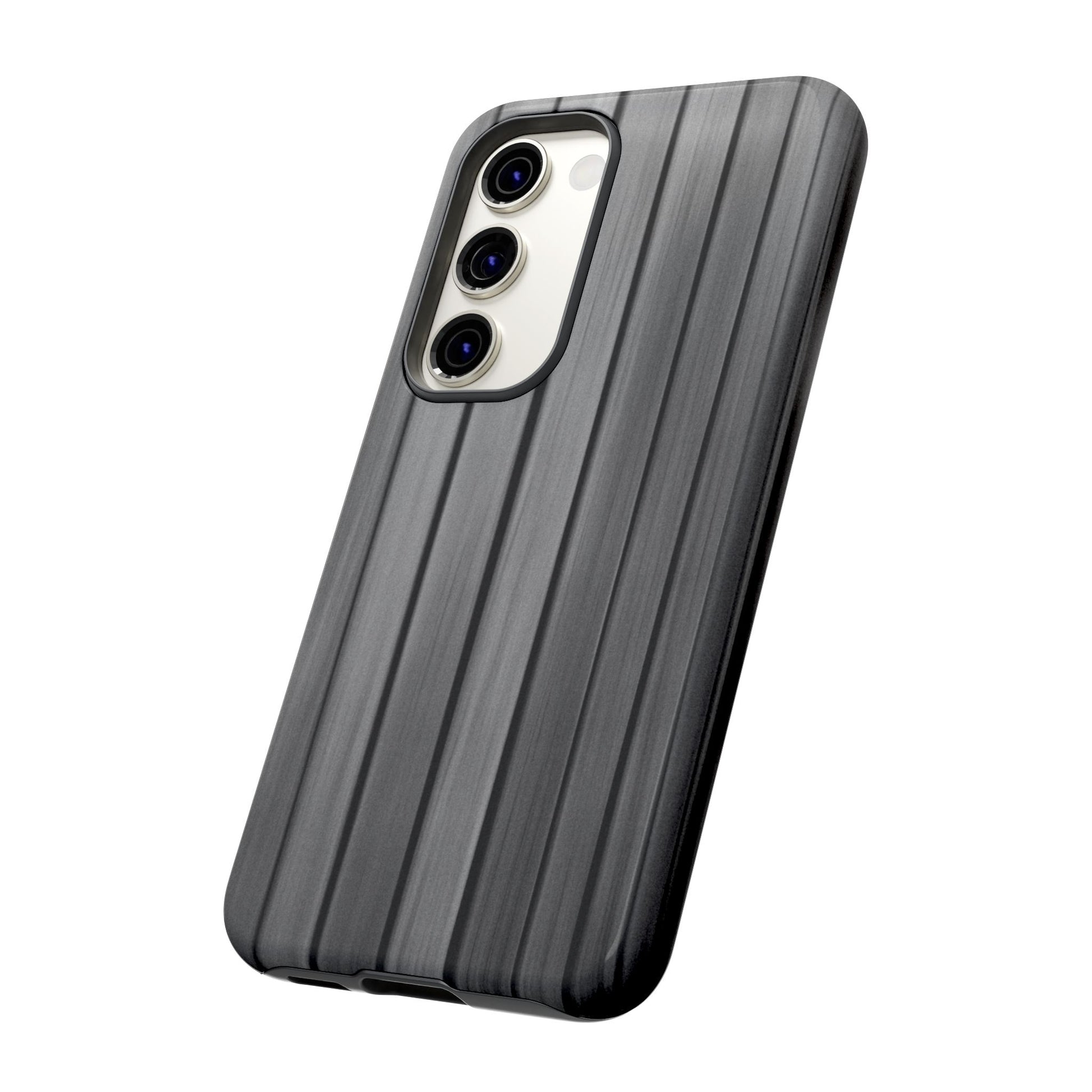 Ribbed metal texture phone case for iPhone, tough protective Printify cover with durable metal design and precise cutouts.