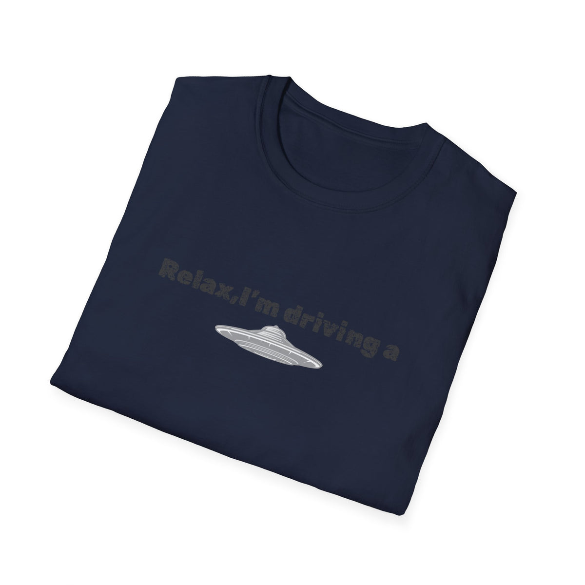 Funny alien graphic T-shirt by Printify featuring a UFO design, perfect for sci-fi fans and casual wear.