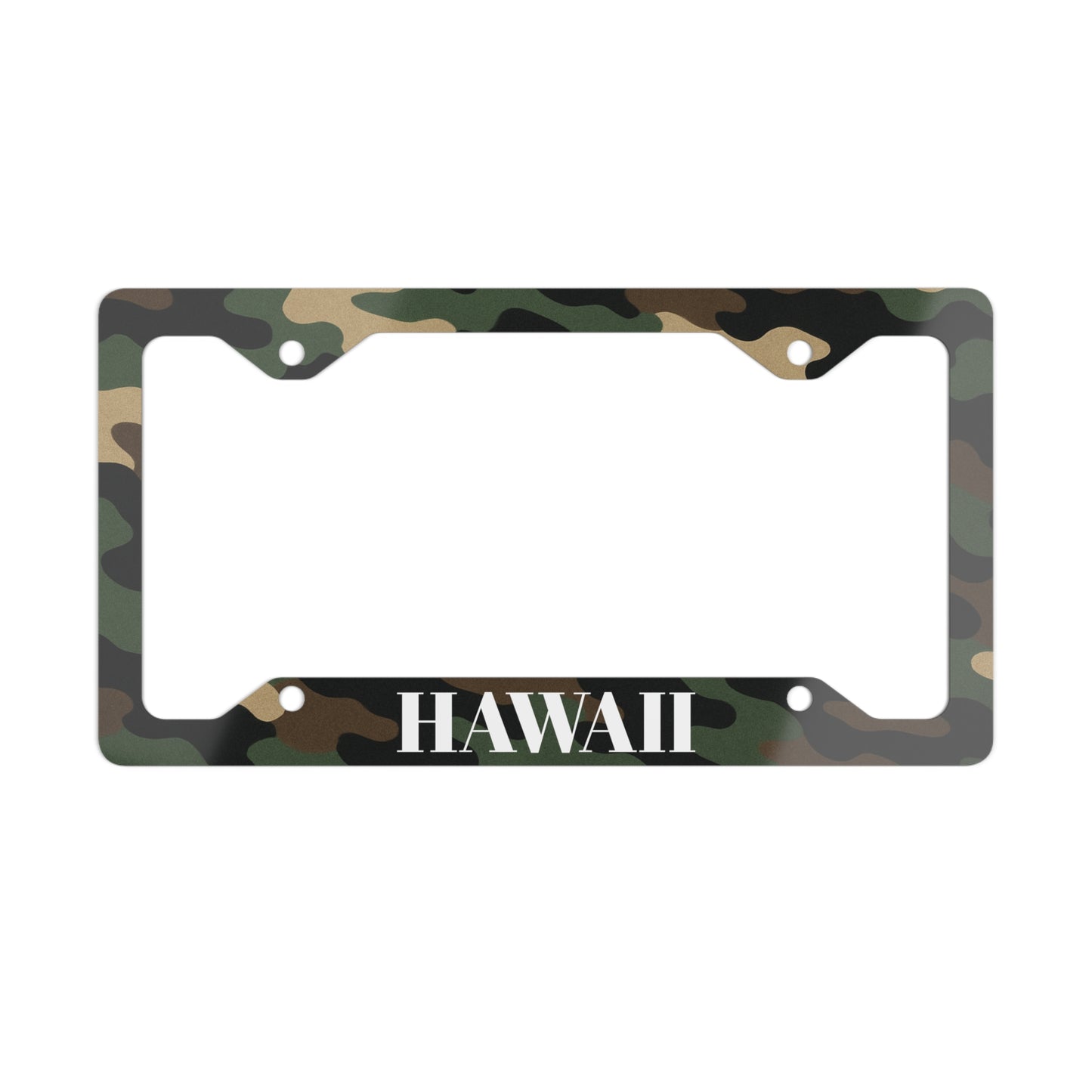 Camo Hawaii Metal License Plate Frame — Military Style Car Accent