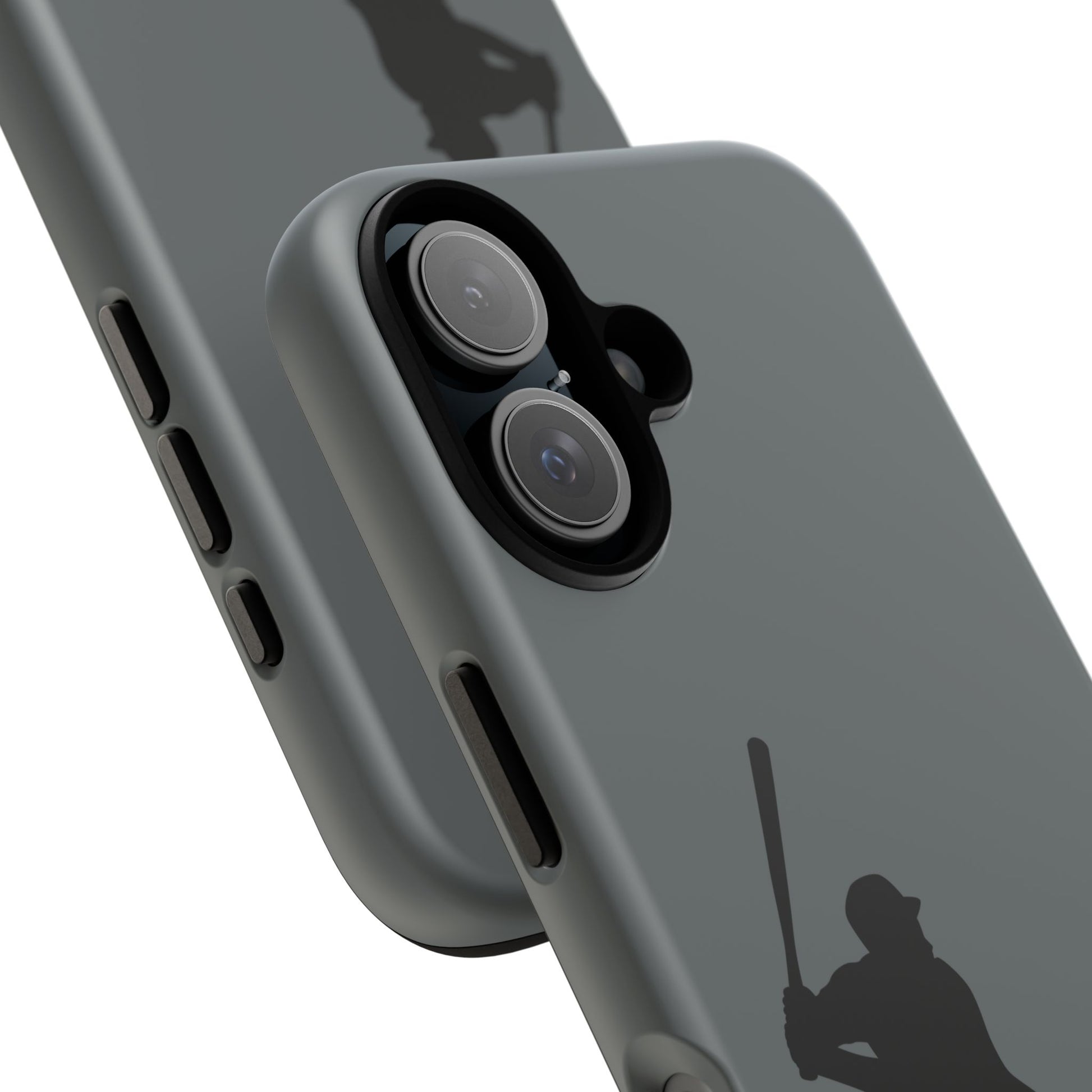 Black protective iPhone case with baseball silhouette design, sporty style, durable cover for iPhone from Printify