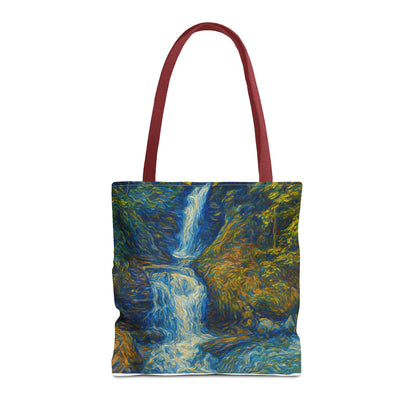 Nature-Inspired Tote Bag, Artistic Eco-Friendly Shopper, Waterfall Design, Reusable Market Bag, Gift for Nature Lovers - TRV
