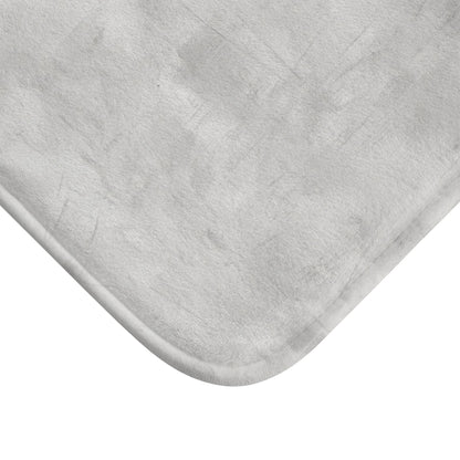 Gray bath mat, modern minimalist rug by Printify, soft textured textile for bathroom decor and housewarming gift.