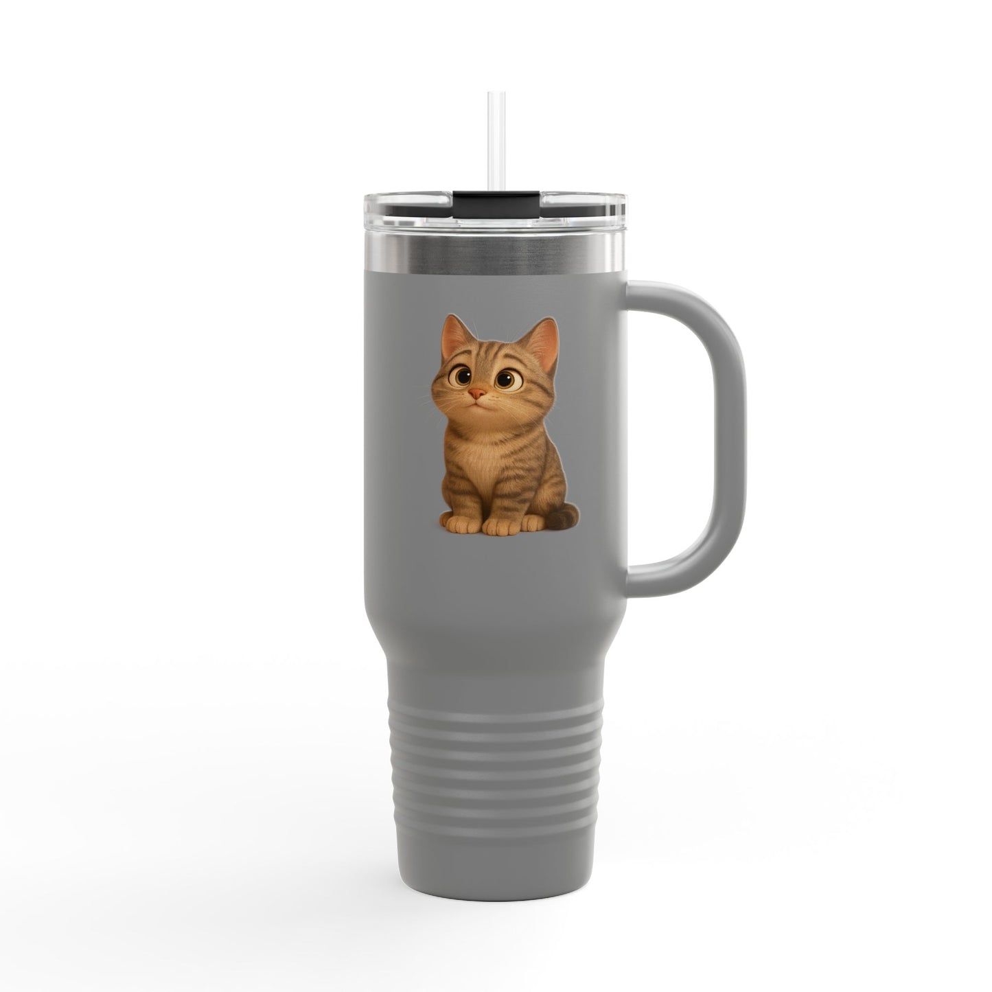 Cute Cat Insulated Travel Mug, Perfect for Pet Lovers, 40oz Coffee Cup, Travel Tumbler, Gift for Cat Lovers, Customizable Mug - TRV