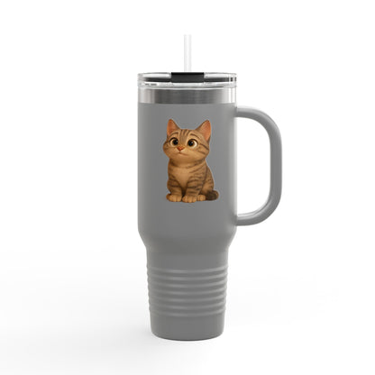 Cute Cat Insulated Travel Mug, Perfect for Pet Lovers, 40oz Coffee Cup, Travel Tumbler, Gift for Cat Lovers, Customizable Mug - TRV