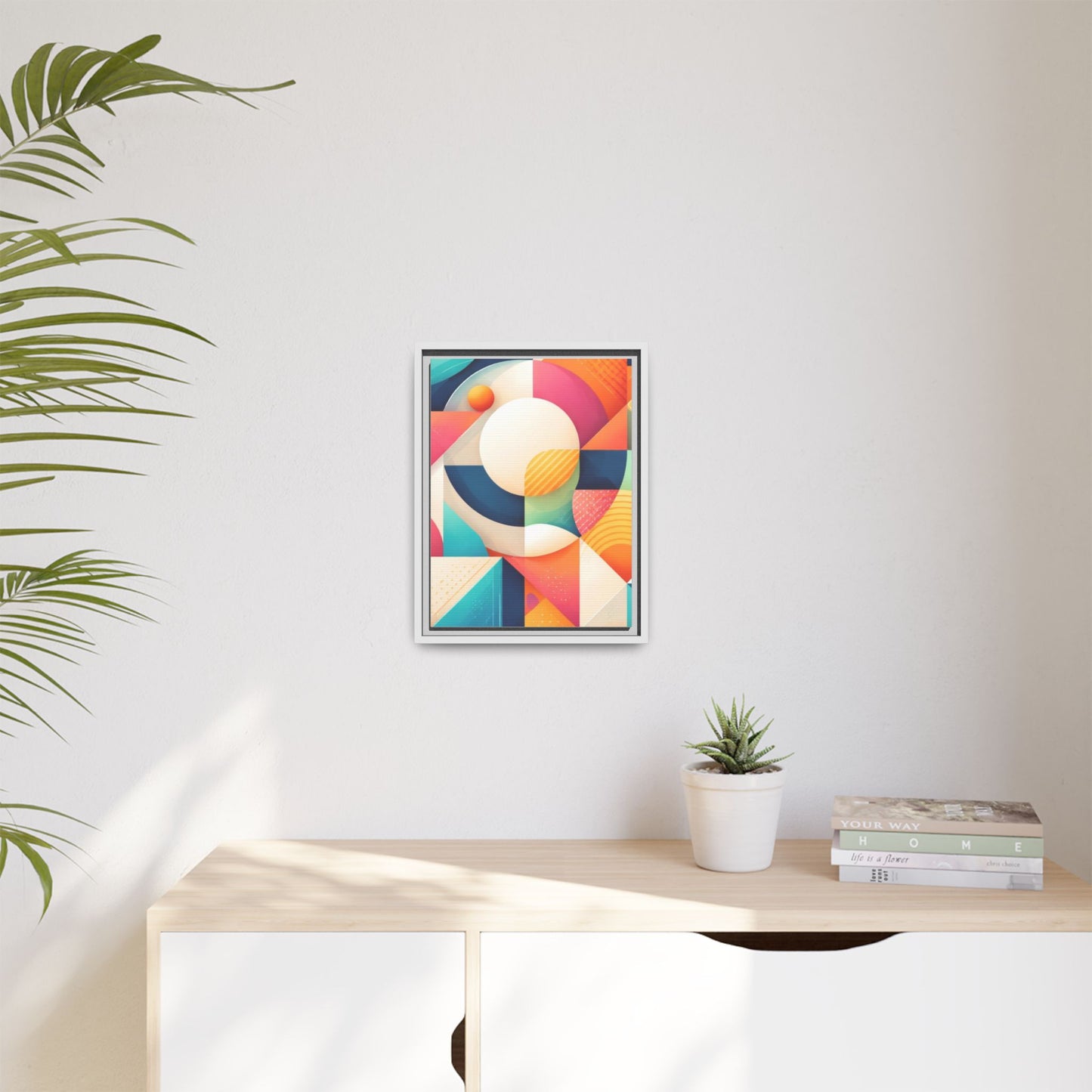 Colorful Geometric Abstract Art Matte Canvas Framed