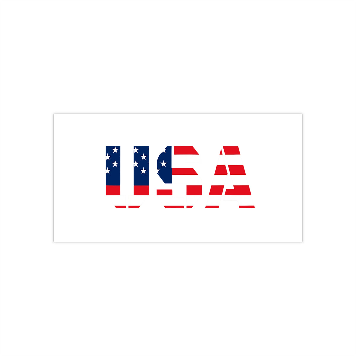 USA flag bumper sticker with red, white, and blue patriotic decal on paper, ideal for vehicle or surface decoration.
