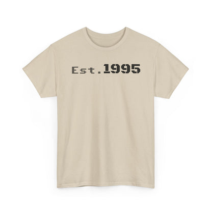 Unisex Heavy Cotton Tee - Est. 1995, Vintage Birthday Gift, Customizable Tee, Retro Unisex Shirt, Casual Everyday Wear
