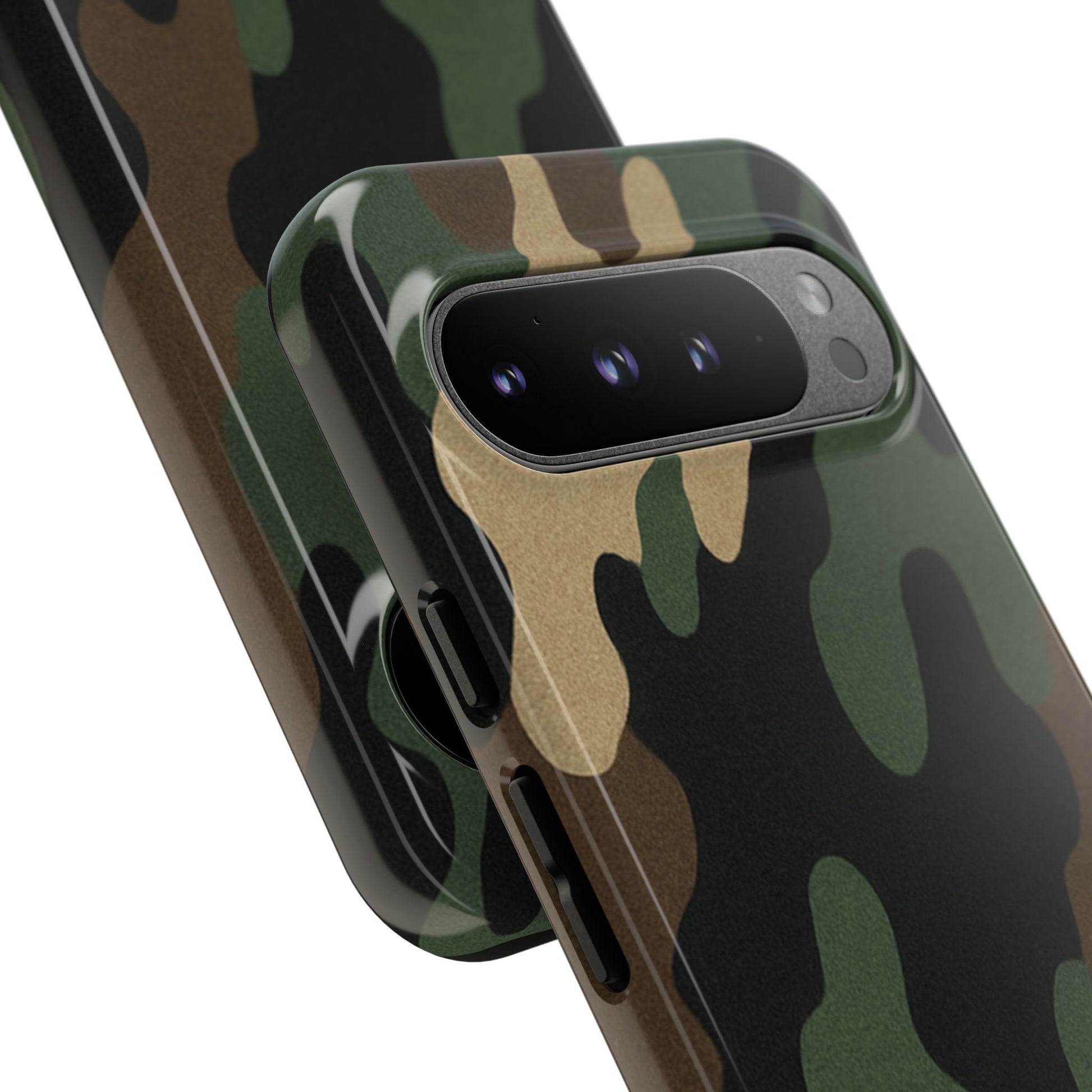 Military green camo tough phone case by Printify, rugged protective cover for smartphones with a durable design.