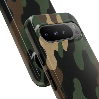 Military green camo tough phone case by Printify, rugged protective cover for smartphones with a durable design.