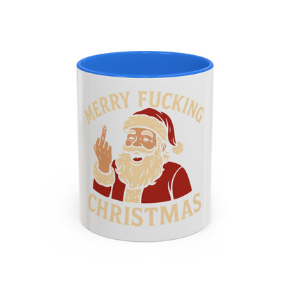 Merry Fucking Christmas Mug — Funny Santa Middle Finger Coffee Cup (11oz & 15oz)