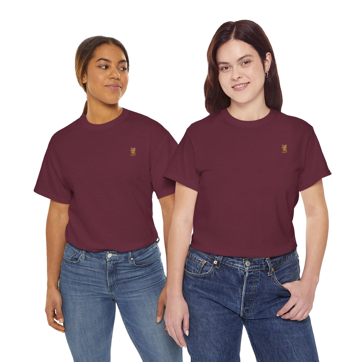 Brown kitten graphic T-shirt for cat lovers, featuring a cute cat design on a comfortable casual tee.