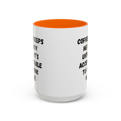 Funny Coffee Mug - "Coffee Keeps Me Busy Until It's Acceptable to Drink Wine" - Great for Mornings, Gifts, Office, Relaxation, Home