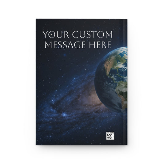 Hardcover Earth from Space journal with galaxy night sky design, featuring space-themed artwork on the cover.