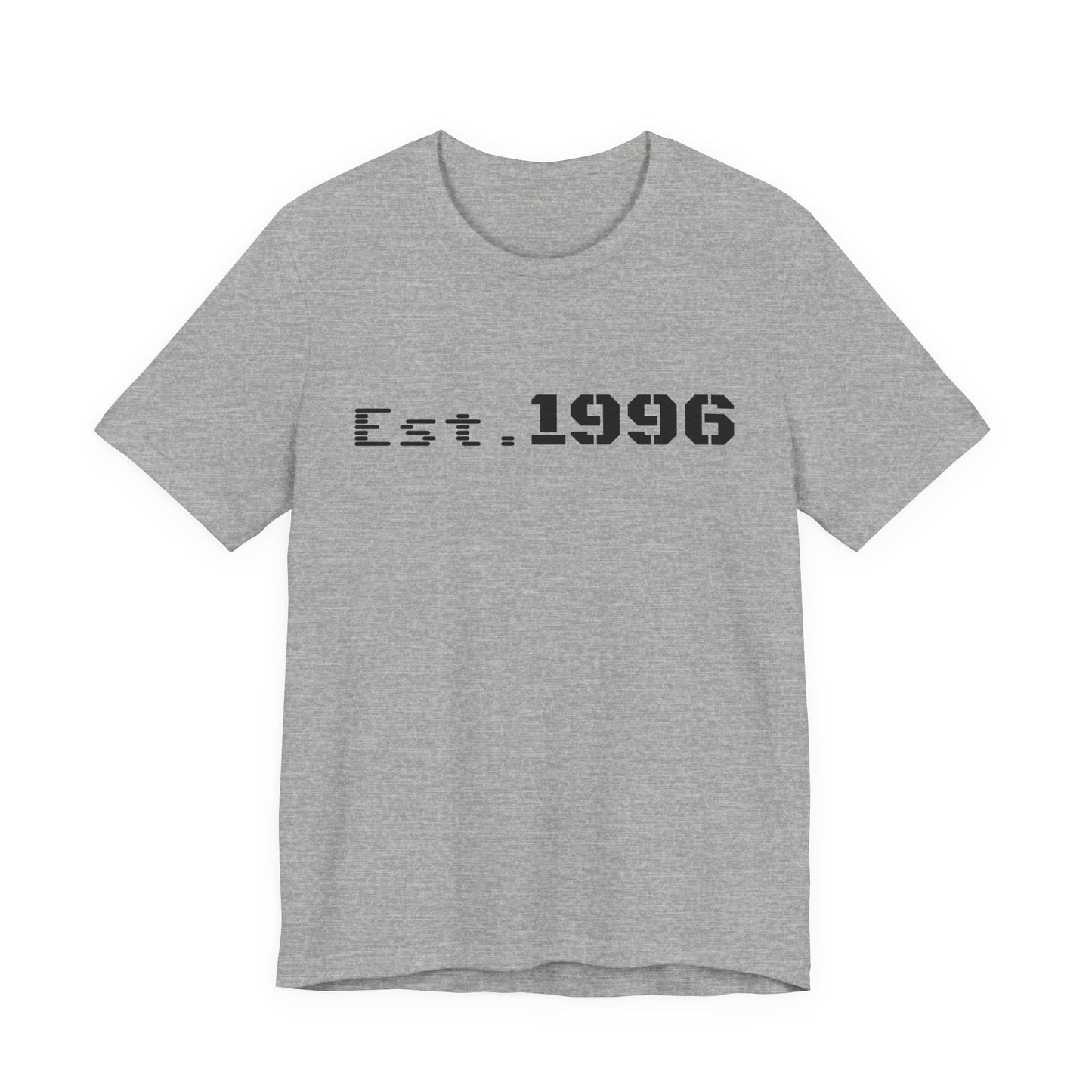 Vintage Est. 1996 T-shirt by Printify featuring a classic design, perfect for birthday gifts or celebrating birth year.