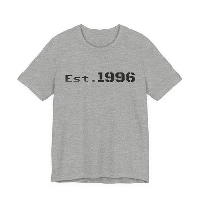 Vintage Est. 1996 T-shirt by Printify featuring a classic design, perfect for birthday gifts or celebrating birth year.