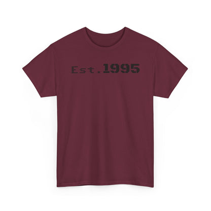 Unisex Heavy Cotton Tee - Est. 1995, Vintage Birthday Gift, Customizable Tee, Retro Unisex Shirt, Casual Everyday Wear