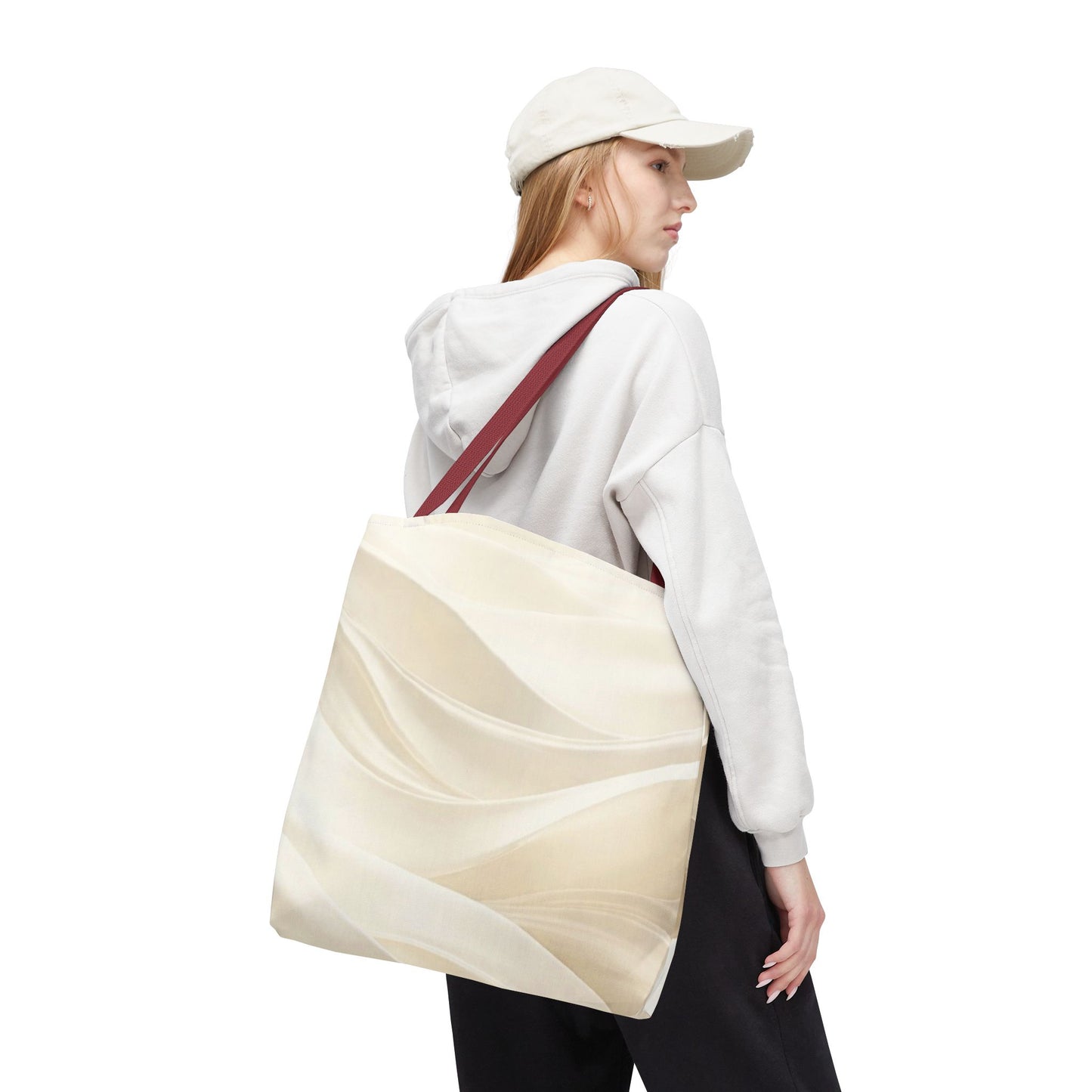 Cream Abstract Waves Tote Bag | Neutral Swirl Pattern